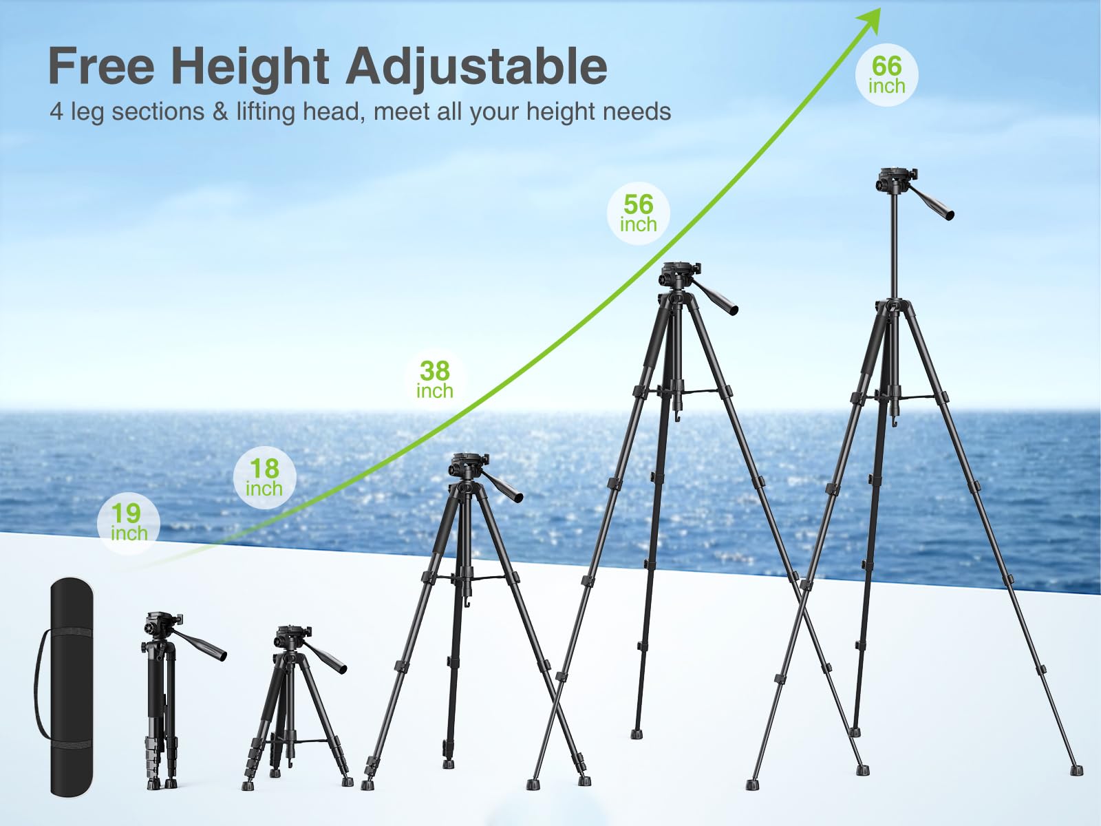 Elitehood 68 Heavy Duty iPad Tripod - Ultra-Stable Stand for iPad Pro 12.9, Tablets & DSLR, Perfect for Video Recording & Photography, Black